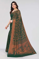 Green Chiffon printed Saree