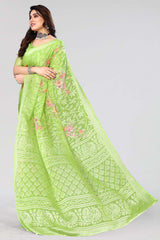 Green Chiffon printed Saree