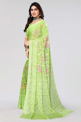 Green Chiffon printed Saree