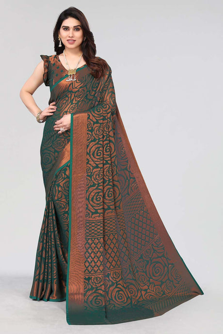 Green Chiffon printed Saree