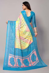 Blue Chiffon printed Saree