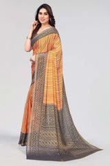 Grey Chiffon printed Saree