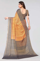 Grey Chiffon printed Saree