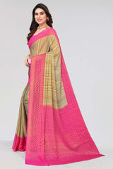 Pink Chiffon printed Saree