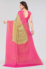 Pink Chiffon printed Saree