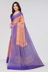 Blue Chiffon printed Saree