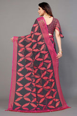 Grey Chiffon printed Saree