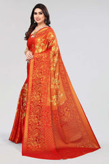 Red Chiffon printed Saree