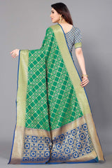 Green Silk Blend Woven Saree