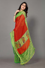 Red Chiffon printed Saree