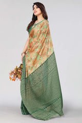 Green Chiffon printed Saree