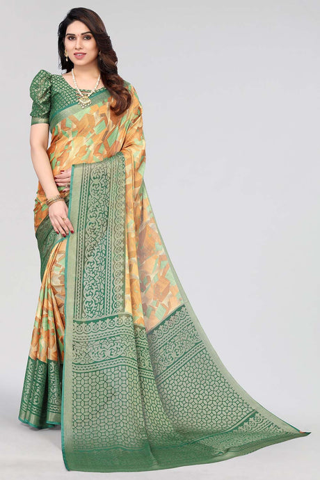 Green Chiffon printed Saree