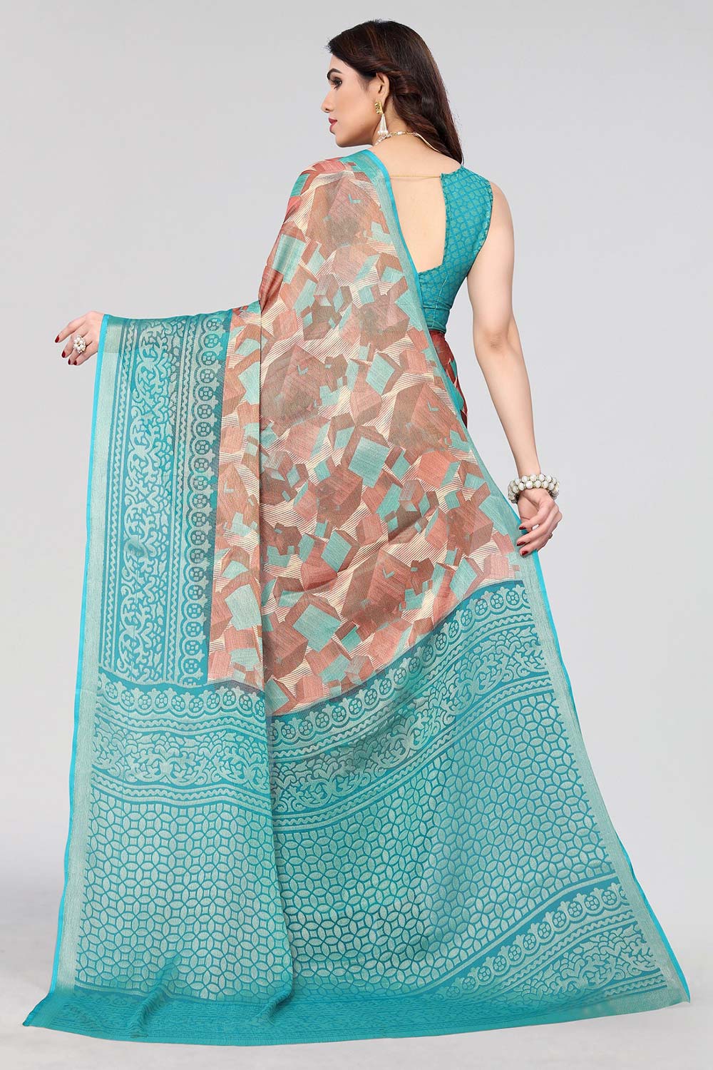 Green Chiffon printed Saree