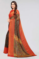 Black Chiffon printed Saree