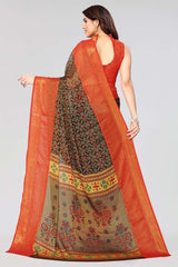 Black Chiffon printed Saree