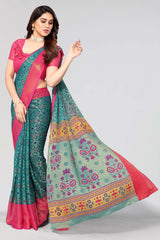 Green Chiffon printed Saree