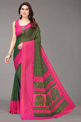 Green Chiffon printed Saree