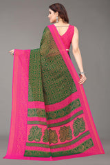 Green Chiffon printed Saree