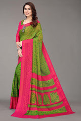 Green Chiffon printed Saree