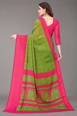 Green Chiffon printed Saree