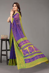 Blue Chiffon printed Saree