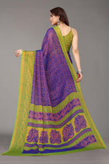 Blue Chiffon printed Saree