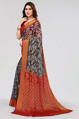 Grey Chiffon printed Saree