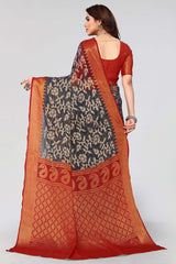 Grey Chiffon printed Saree