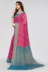 Pink Chiffon printed Saree