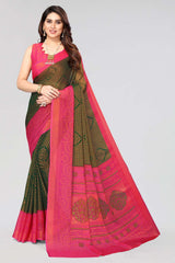 Green Chiffon printed Saree