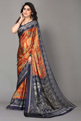 Blue Chiffon printed Saree