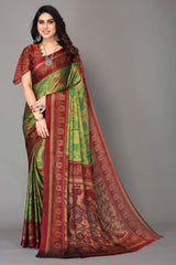 Green Chiffon printed Saree