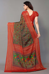 Black Chiffon printed Saree