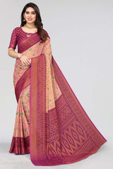 Purple Chiffon printed Saree