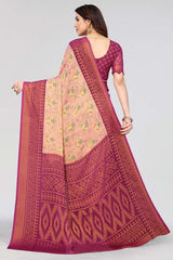 Purple Chiffon printed Saree