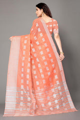 Pink Silk Blend Woven Saree