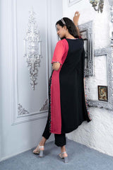 Pink Embroidered Georgette Asymmetrical Kurta