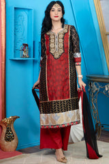 Maroon Embroidered Chanderi Straight Cut Kurta