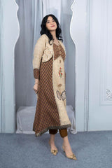 Beige Embroidered Silk Asymmetrical Kurta Pants Set