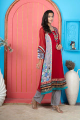 Maroon Embroidered Georgette Anarkali Kurta