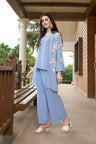 Hand Embroidery Art Silk Jacket Styles Culottes Kurti Set