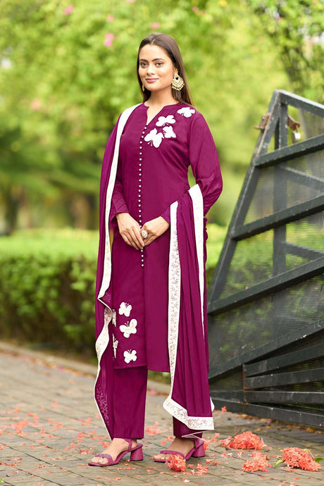 Pink Art Silk Embroidered Trouser Suit Set