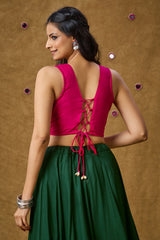 Pink Cotton Embroidered Sleeveless Blouse