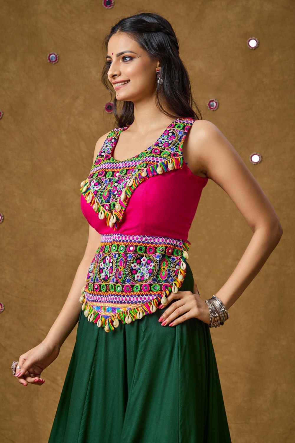 Pink Cotton Embroidered Sleeveless Blouse