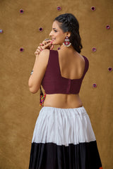 Wine Cotton Embroidered Sleeveless Blouse