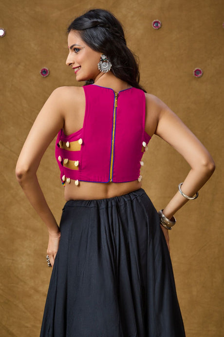 Pink Cotton Embroidered Sleeveless Blouse