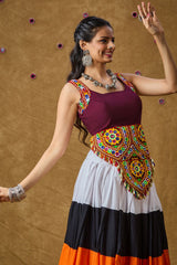 Wine Cotton Embroidered Sleeveless Blouse