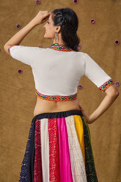 White Cotton Embroidered Elbow Length Blouse