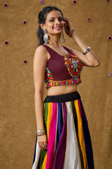 Wine Cotton Embroidered Sleeveless Blouse