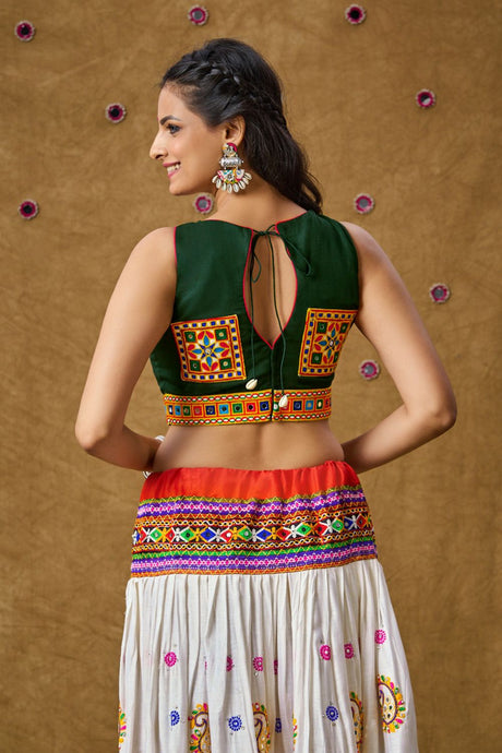 Green Cotton Embroidered Sleeveless Blouse